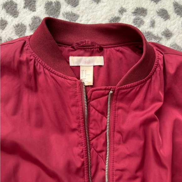 Men’s Maroon H&M Bomber Jacket - size 10/M - Picture 5 of 6